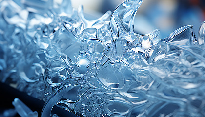 A macro view of frost forming intricate patterns on a window.