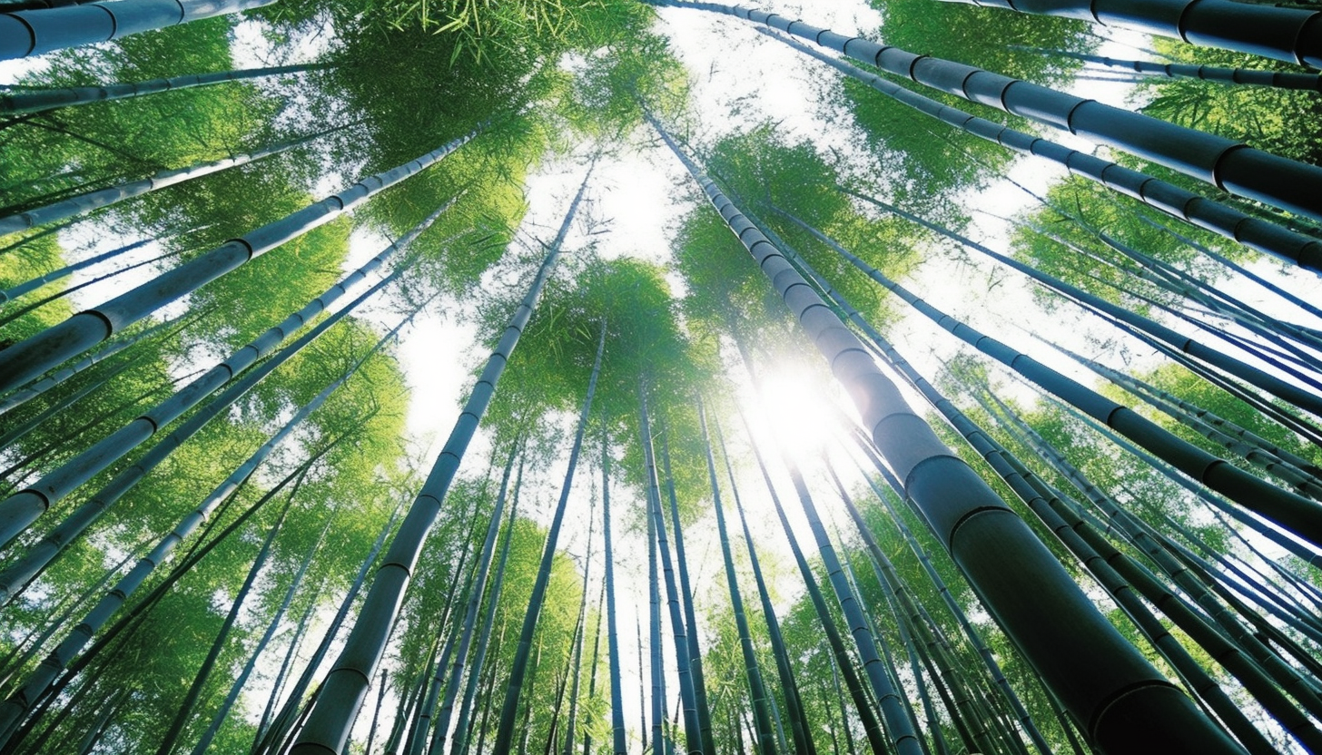 A grove of bamboo towering towards the sky.