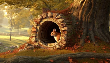 A tree hollow serving as a cozy home for woodland creatures.