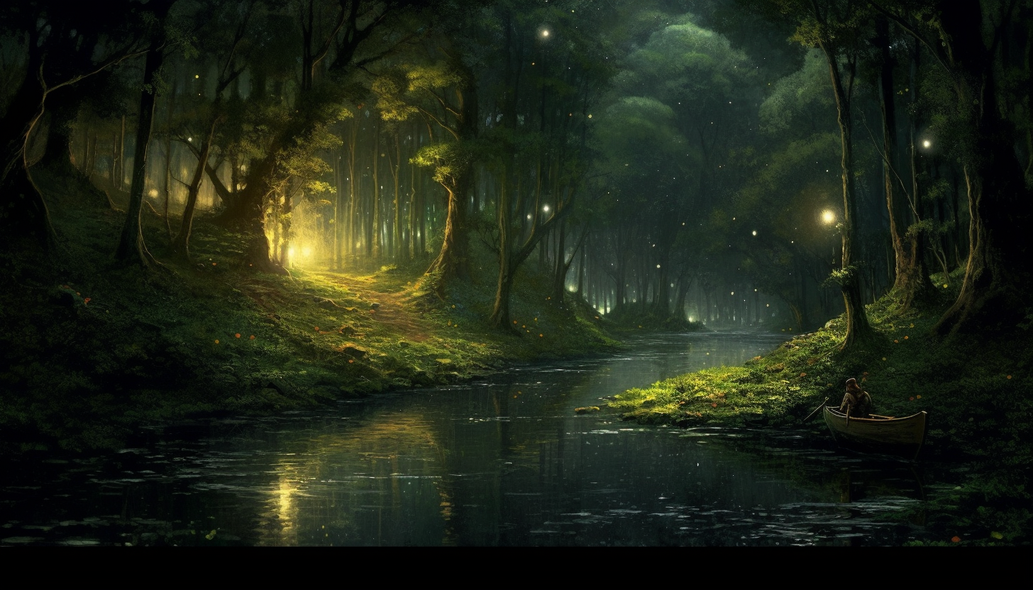 A secluded glade bathed in the ethereal light of the moon.