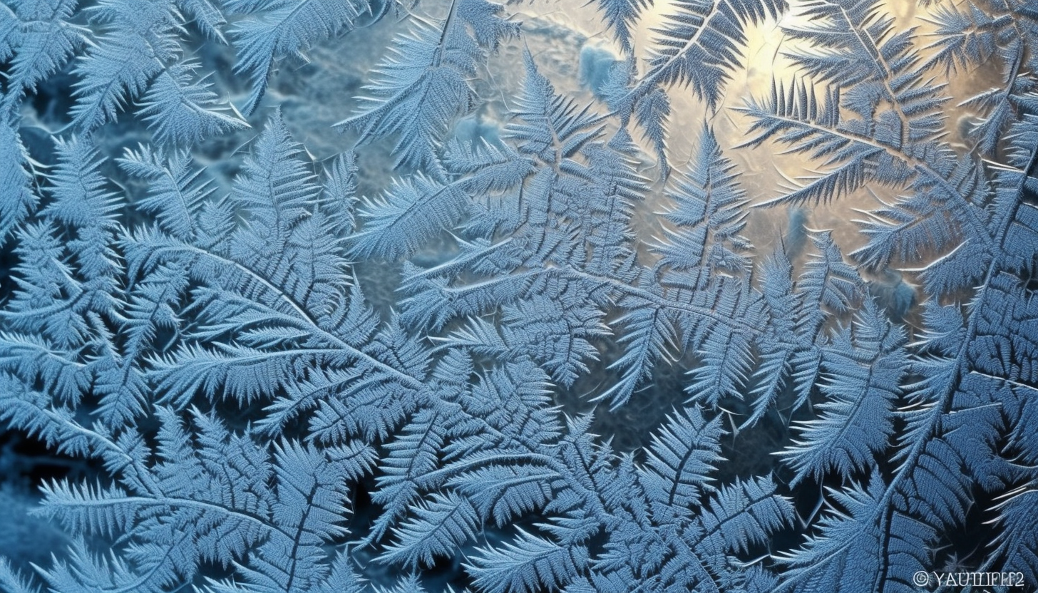 Patterns of frost on a winter window.