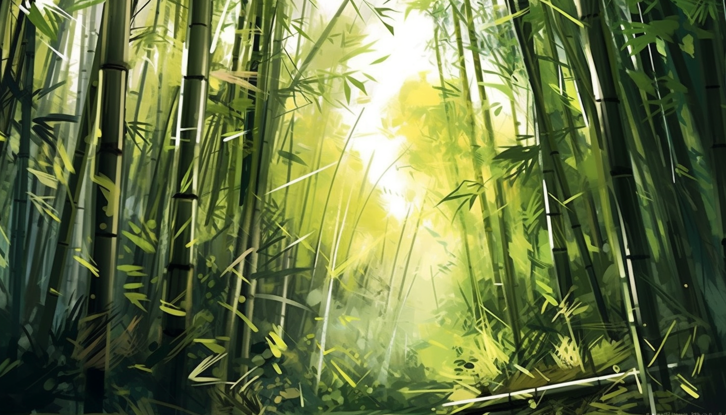 A dense bamboo forest swaying in the wind.