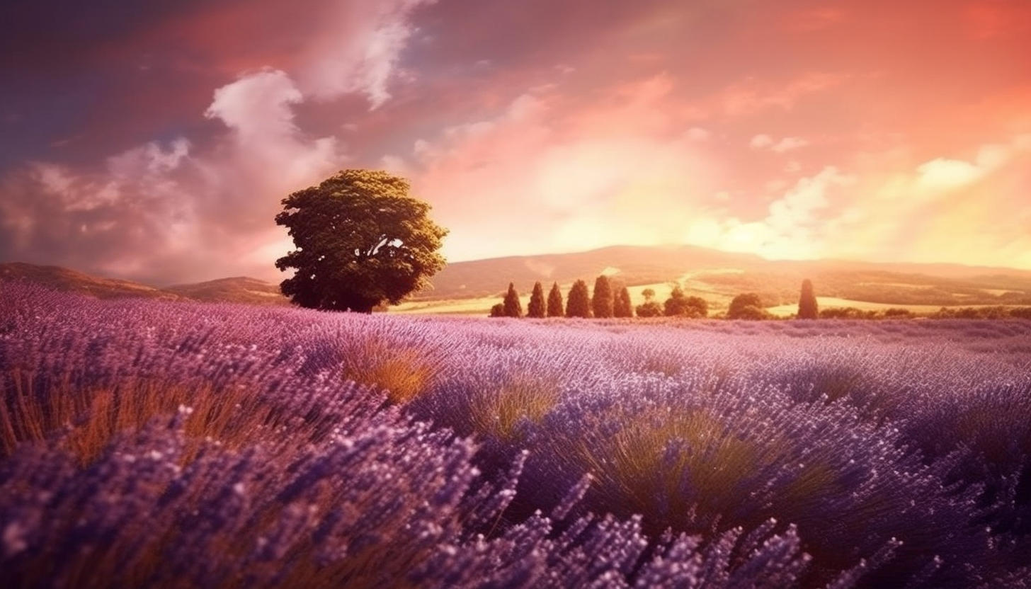 A field of lavender swaying gently in the breeze.