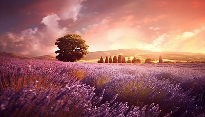 A field of lavender swaying gently in the breeze.