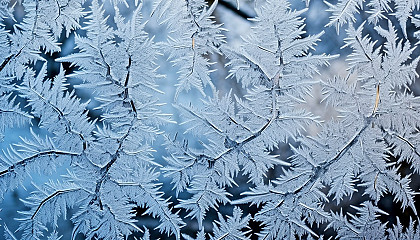 A delicate frost pattern on a windowpane.