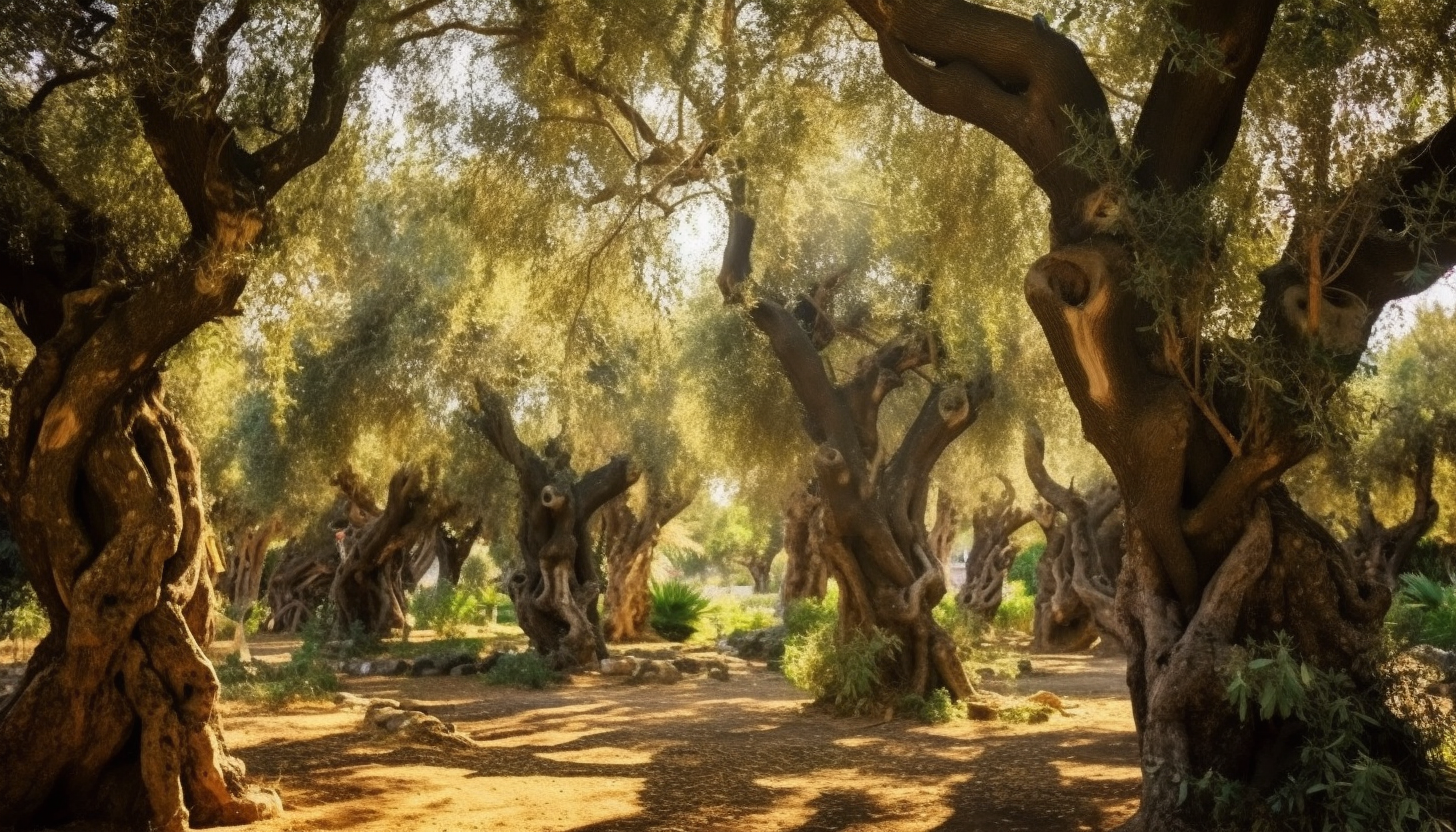 A grove of ancient olive trees basking in the Mediterranean sun.