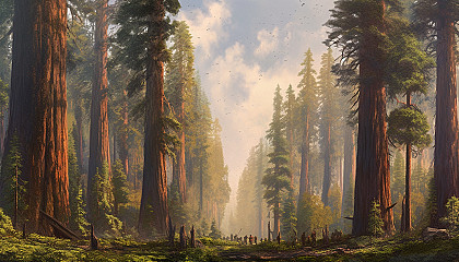 A secluded grove of towering sequoias.