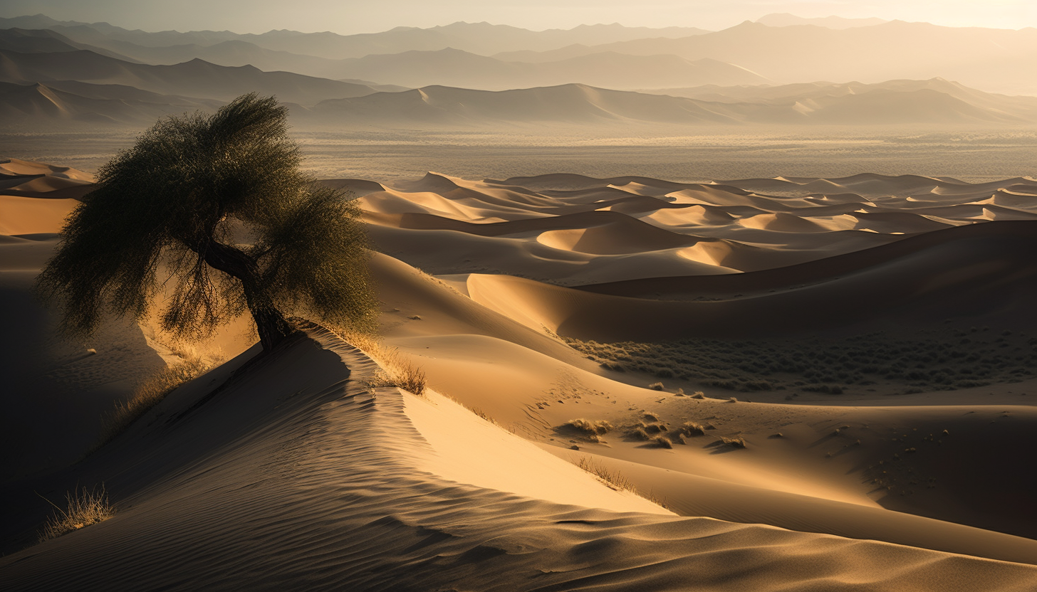 Windswept sand dunes shaping a mesmerizing desert scene.