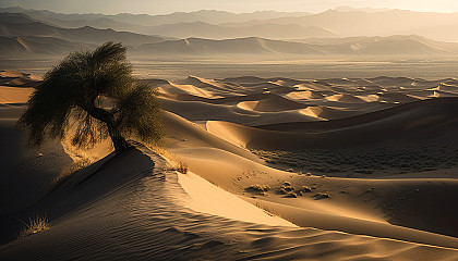 Windswept sand dunes shaping a mesmerizing desert scene.