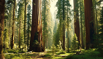 A secluded grove of towering sequoias.