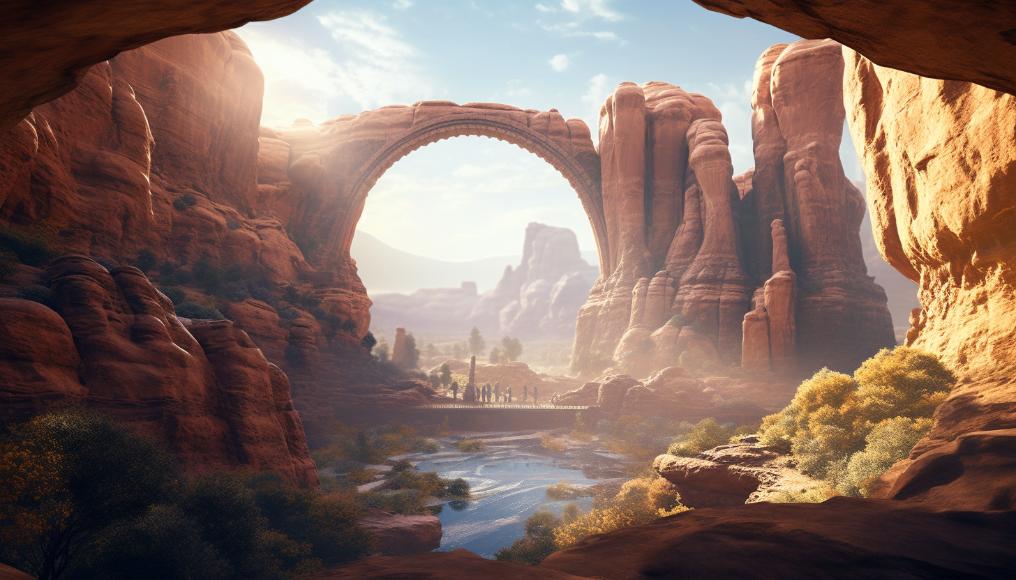 Majestic sandstone arches shaped by wind and water over time.