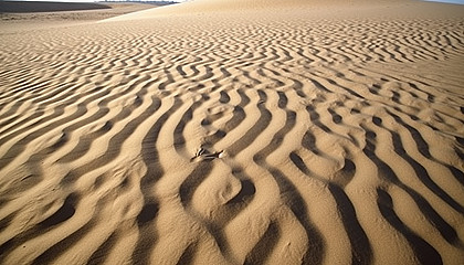 Sand patterns formed by the wind on a deserted beach.