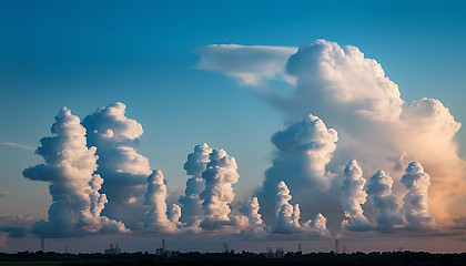 Whimsical cloud formations creating imaginative shapes in the sky.