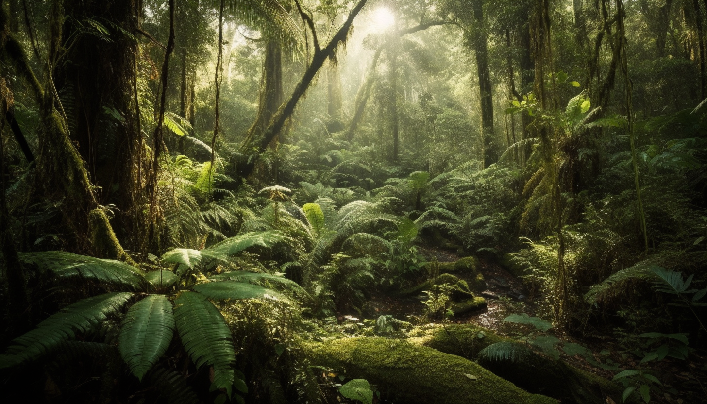 Rainforests teeming with diverse plant life and a symphony of sounds from unseen creatures.