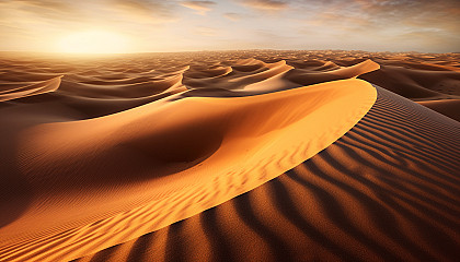 Ripples of sand in a vast, seemingly endless desert.