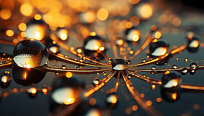 A macro shot of morning dew on a spider's web.