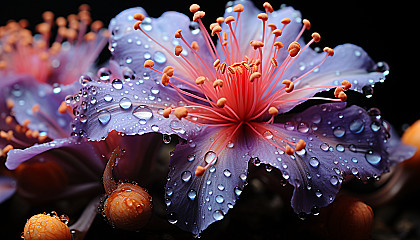 A vibrant close-up of pollen-laden stamen inside a blooming flower.