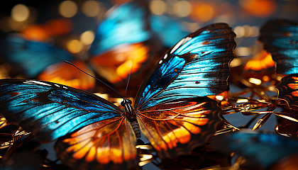 Macro shot of butterfly wings revealing intricate patterns and colors.