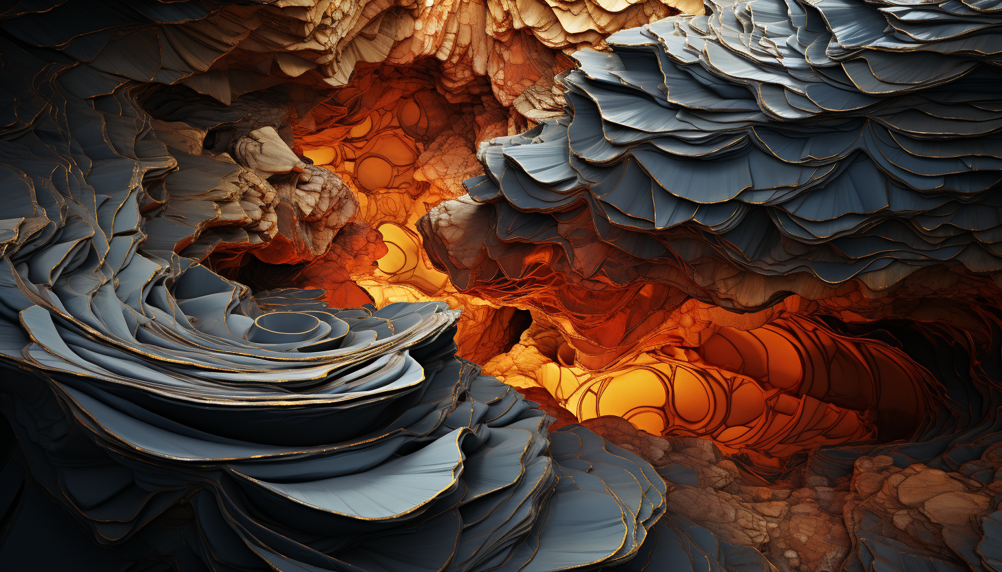 The contrasting colors and detailed textures of layered rock formations.