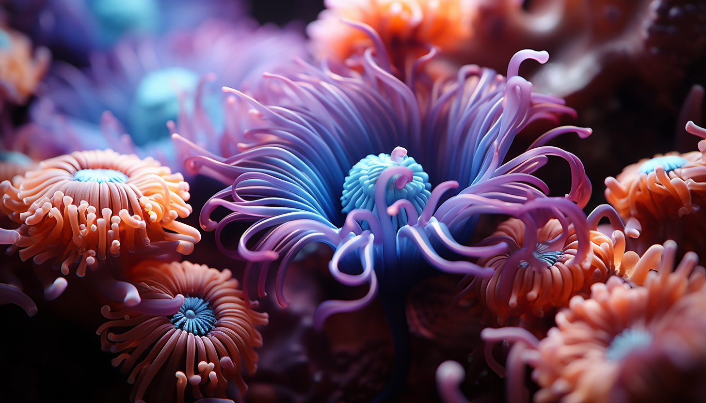 A macro image of vibrant coral or sea anemone underwater.