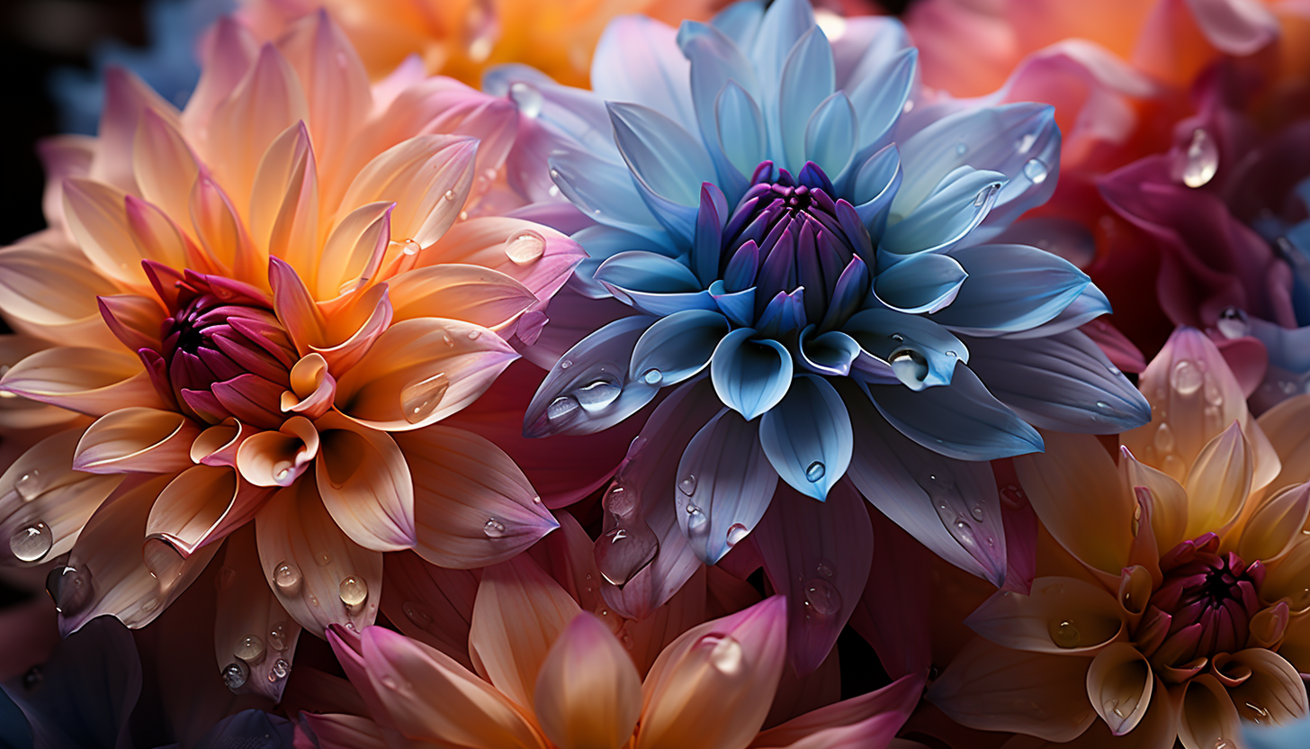 Extreme close-up of a blooming flower, highlighting its vibrant hues.