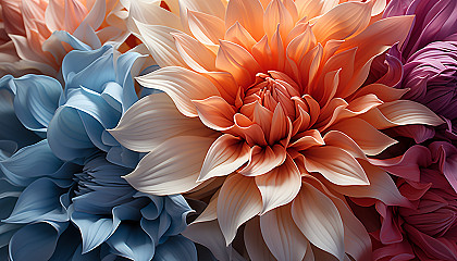Close-up of petals from a blooming flower, highlighting texture and color gradations.