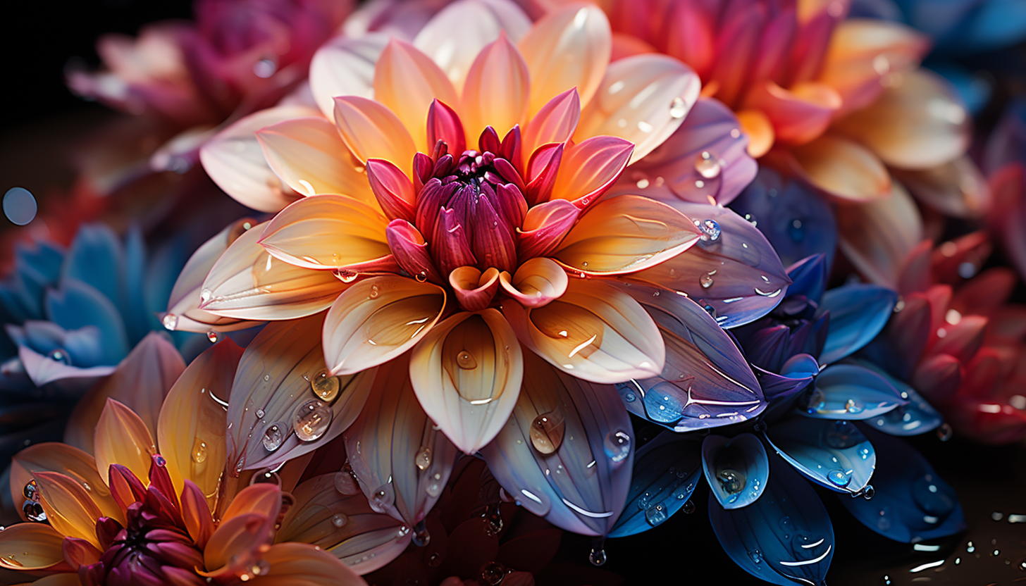 Macro shot of a vibrant and colorful flower in full bloom.