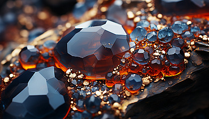 Macro shot of crystalline structures within a geode, revealing hidden beauty.