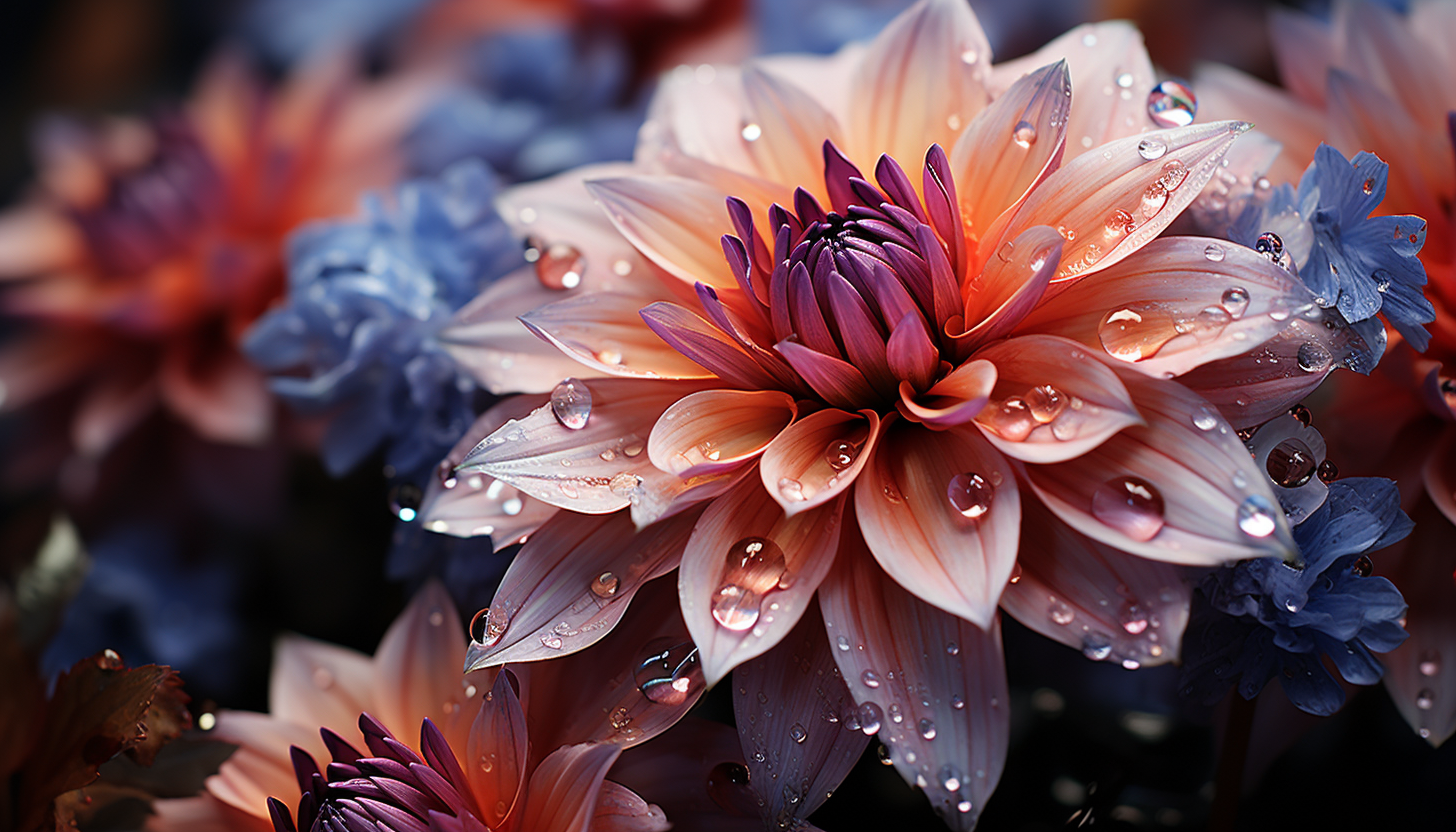 Macro view of blooming flowers, focusing on the delicate and vibrant petals.