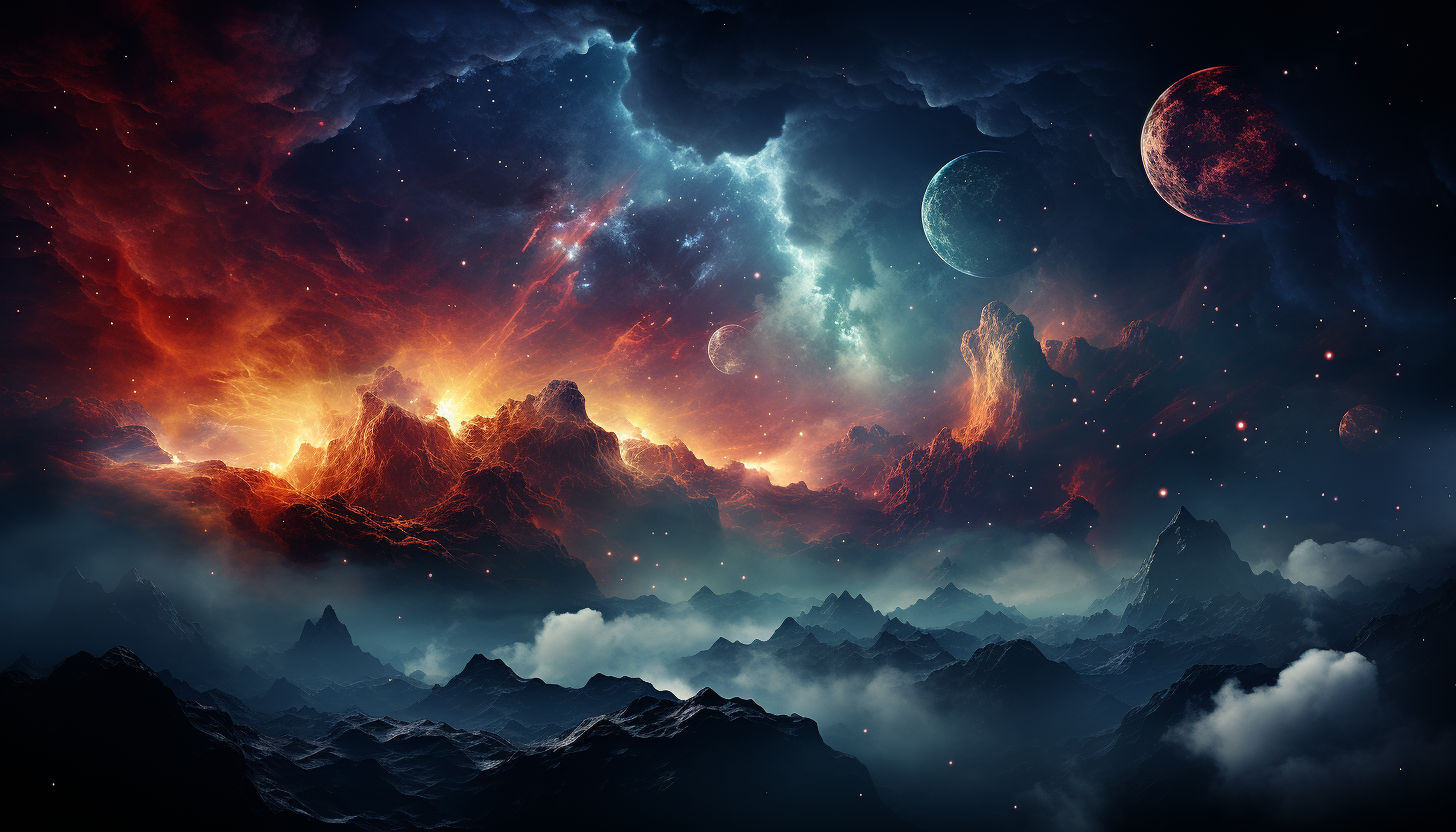 Colorful nebulae and star clusters in deep space.