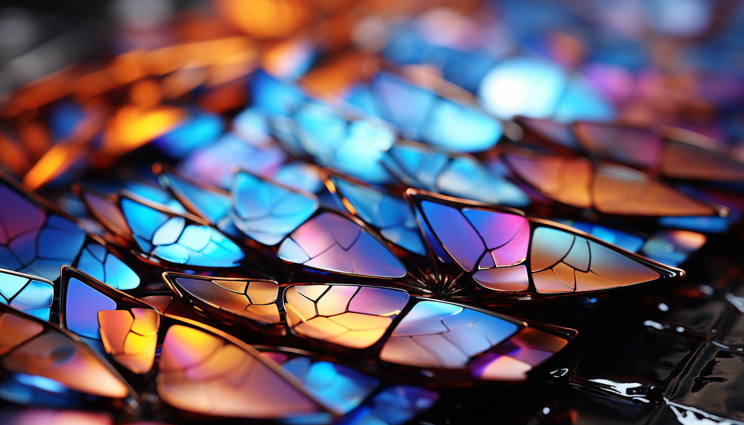 A close-up of the iridescent scales on a butterfly's wing.