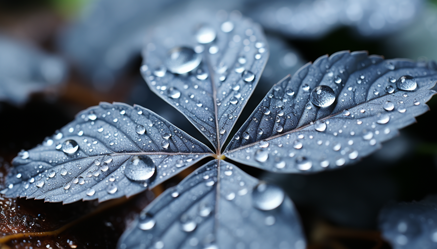 Macro: Minute details of frost forming delicate patterns on a leaf.