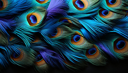 The vibrant and detailed pattern of a peacock feather.