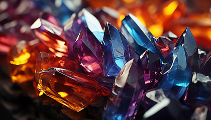 Macro shot of crystals forming unique, colorful patterns.