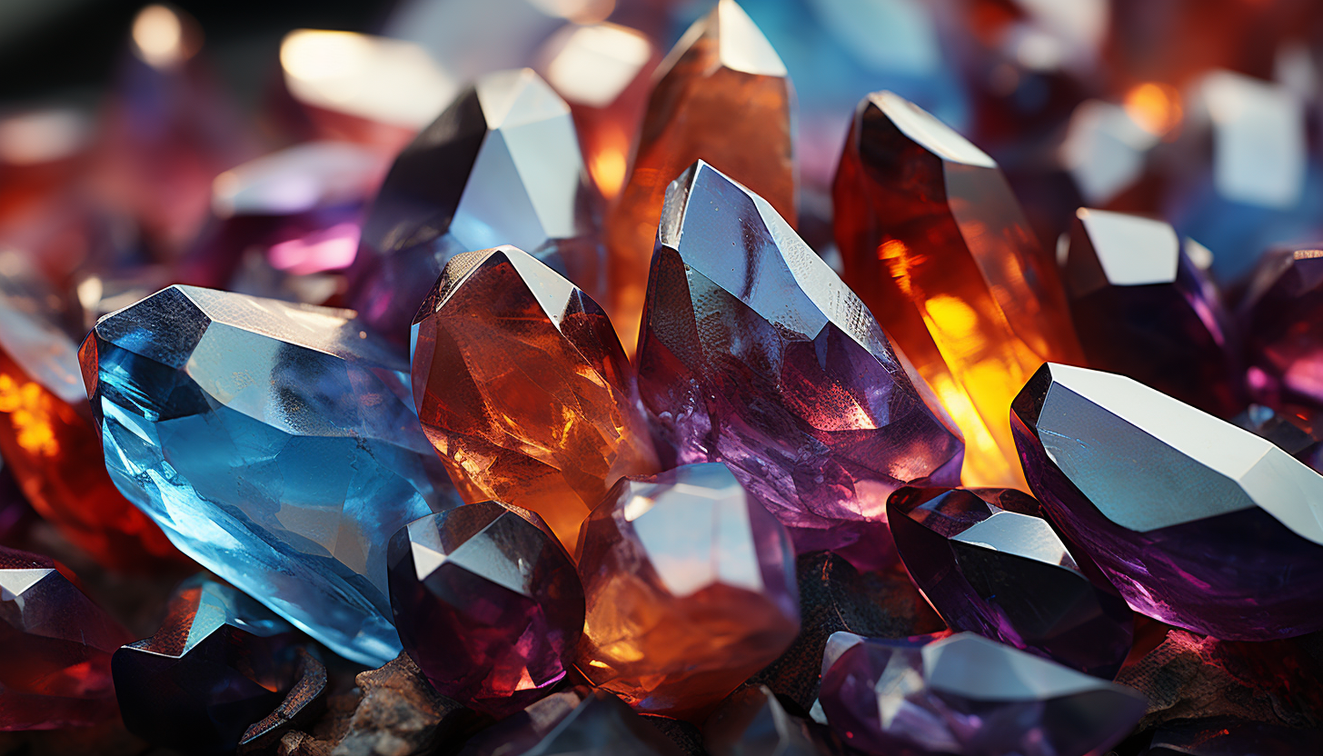 Close-up of crystals forming a kaleidoscope of colors.