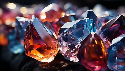 Close-up of crystals forming a kaleidoscope of colors.