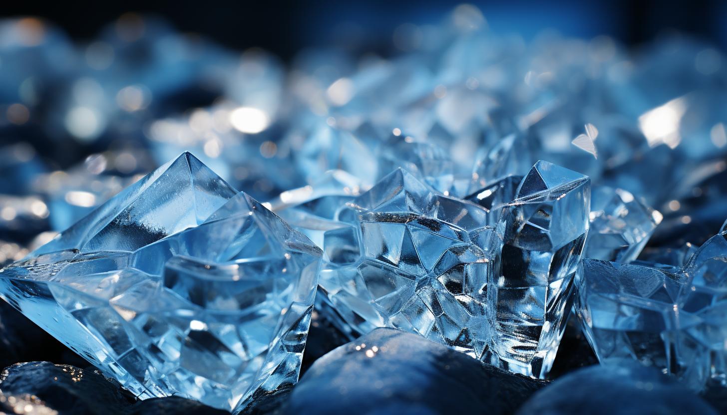 Extreme close-up of ice crystals, revealing their complex symmetry.