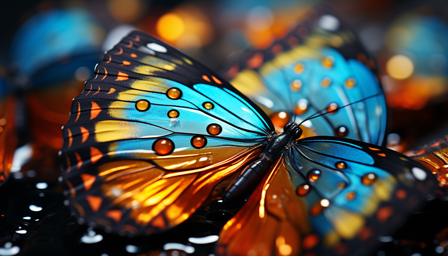 Macro shot of butterfly wings showcasing intricate patterns and colors.