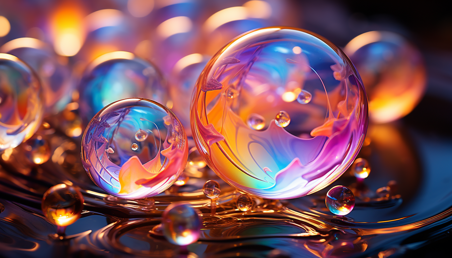 Macro view of a rainbow-hued soap bubble, displaying its delicate surface.