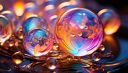 Macro view of a rainbow-hued soap bubble, displaying its delicate surface.