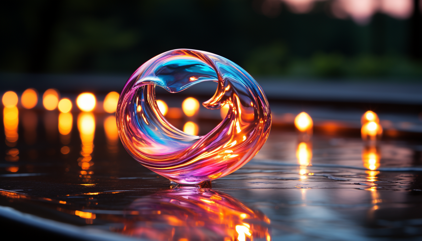 The iridescent sheen of a soap bubble, moments before it bursts.