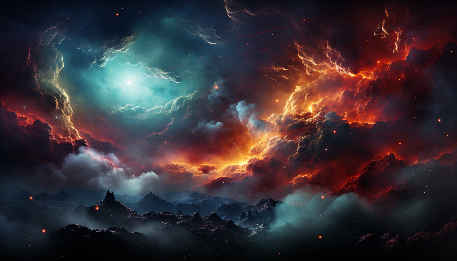A vivid nebula in deep space, bursting with color and star formation.