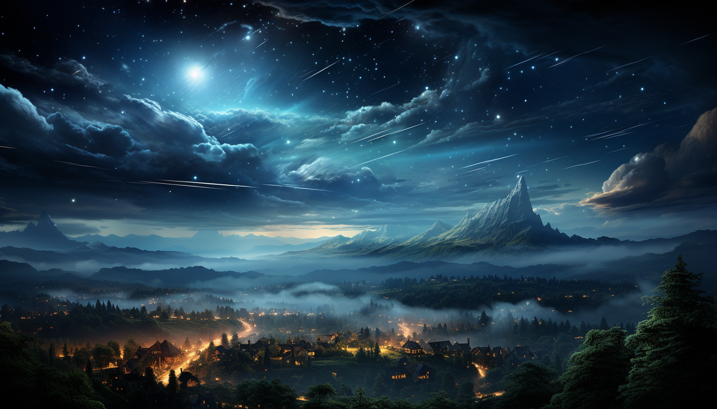 A comet streaking across a brilliant night sky filled with constellations.