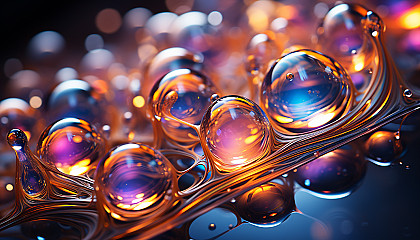 Close-up of the iridescent surface of a bubble or soap film.