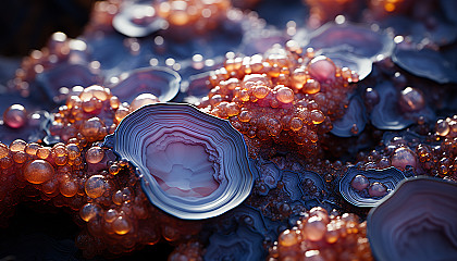 A close view of crystalline formations within a geode.