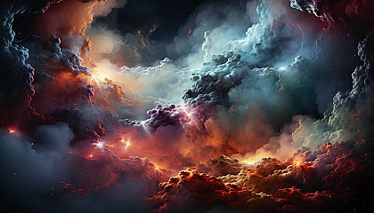 A vivid nebula cloud in deep space, full of colors and formations.