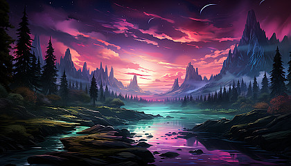 The Aurora Borealis dancing across the night sky in shades of green, pink, and purple.