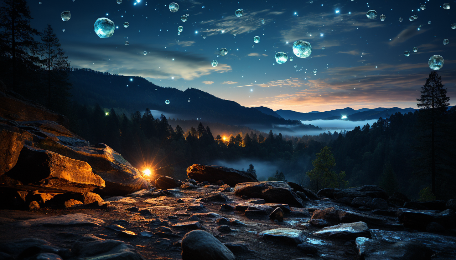 A meteor shower streaking across a star-studded night sky.