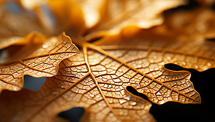 A macro shot of the surface of a leaf, showing the intricate veins and textures.