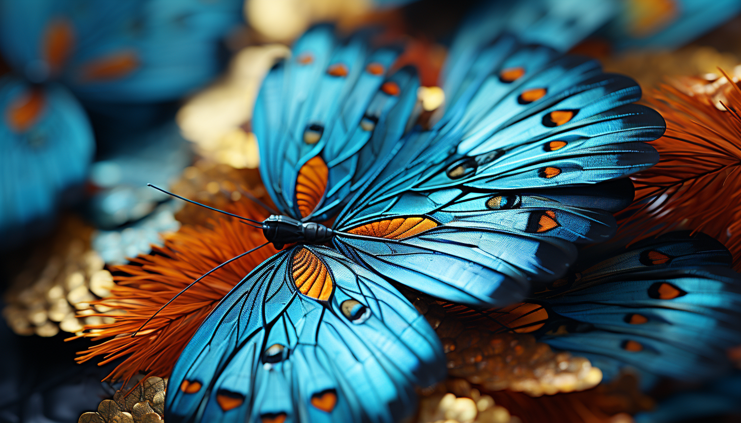 Macro shot of butterfly wings showcasing intricate patterns and colors.